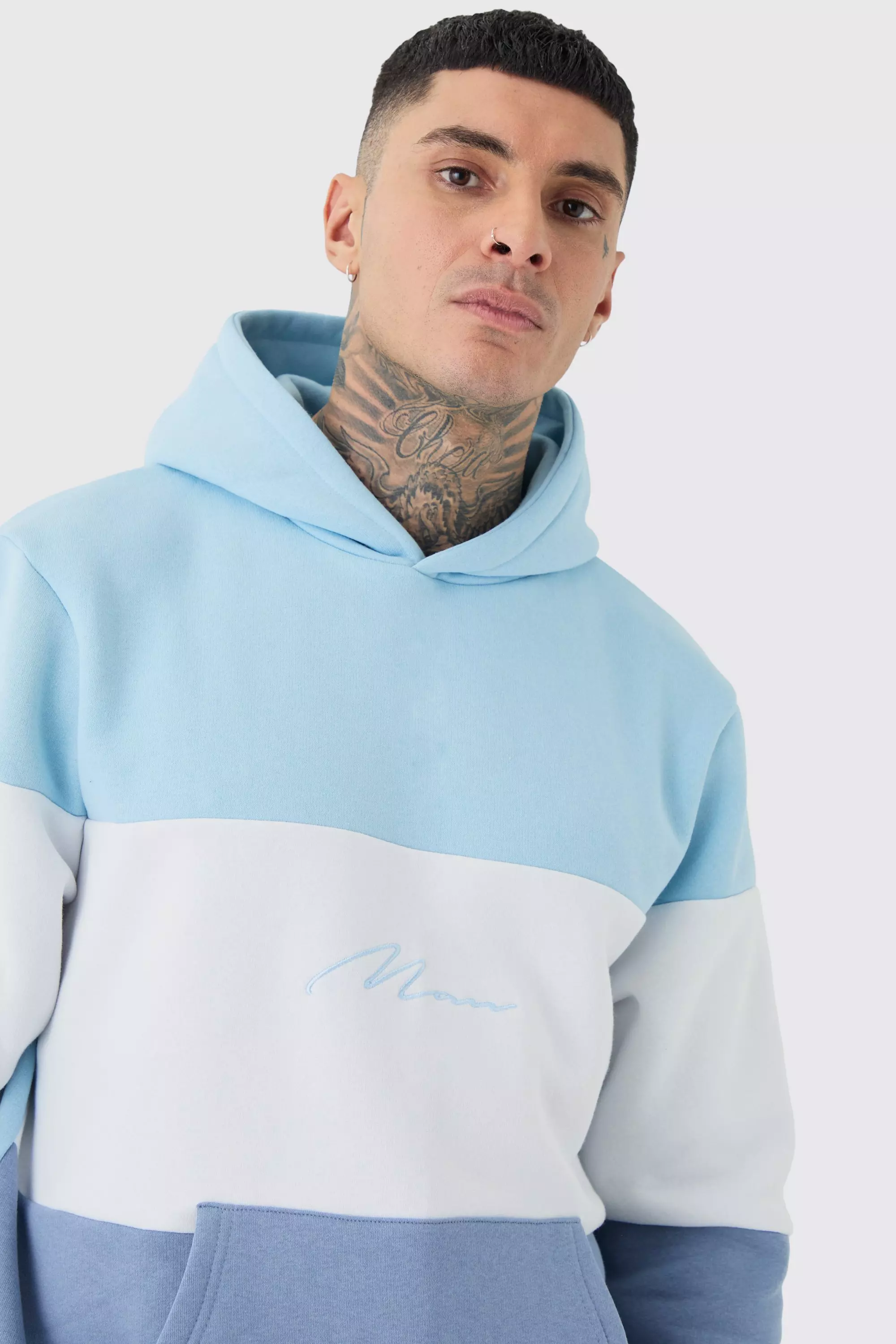 Boohooman blue tracksuit clearance